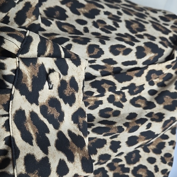 Leopard Designer Wrap Blouse Top L - Picture 6 of 9